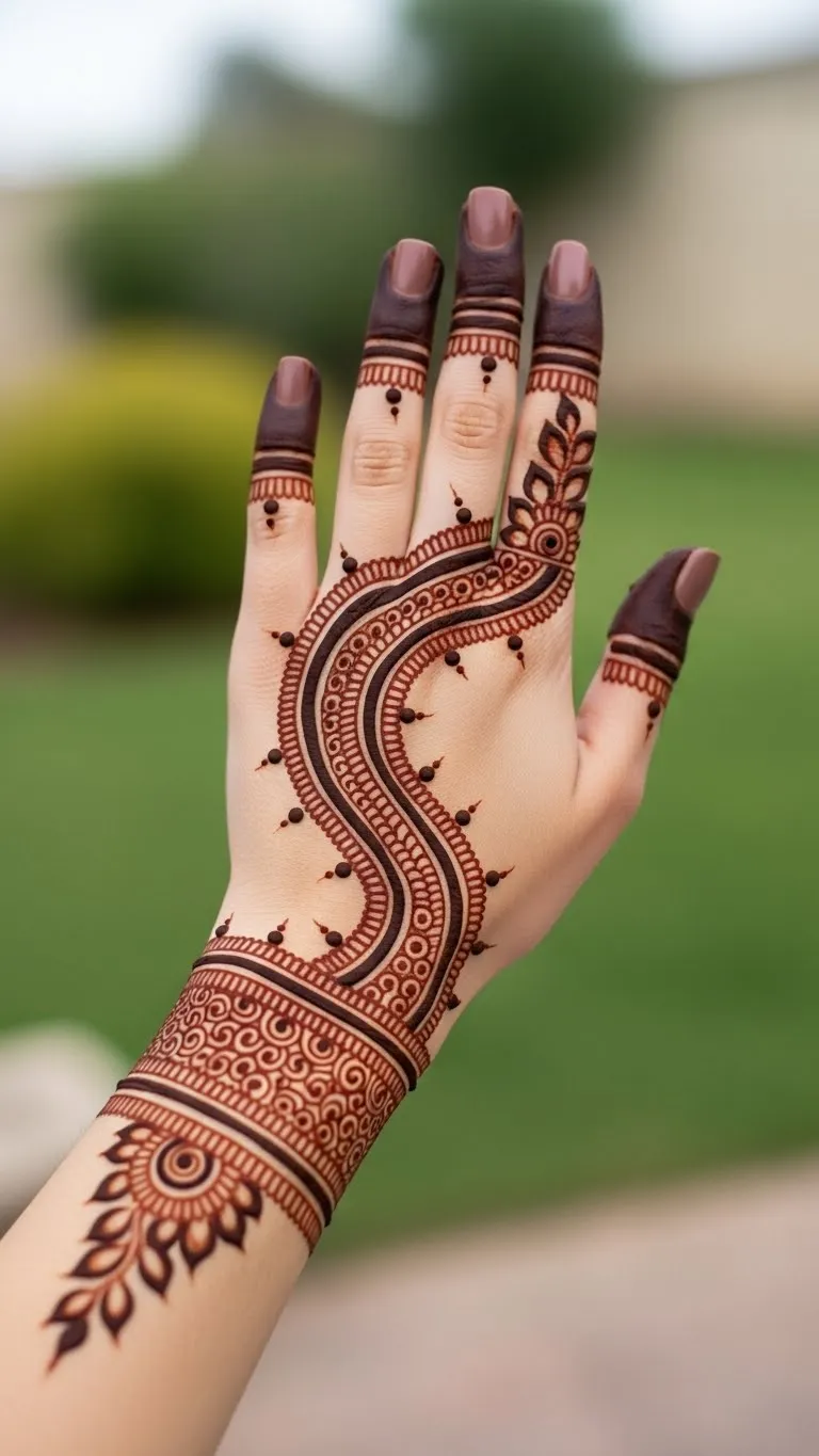 Double bail Arabic mehndi design right hand