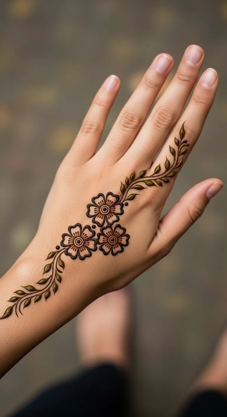 Beginner Arabic flower mehndi for front hand