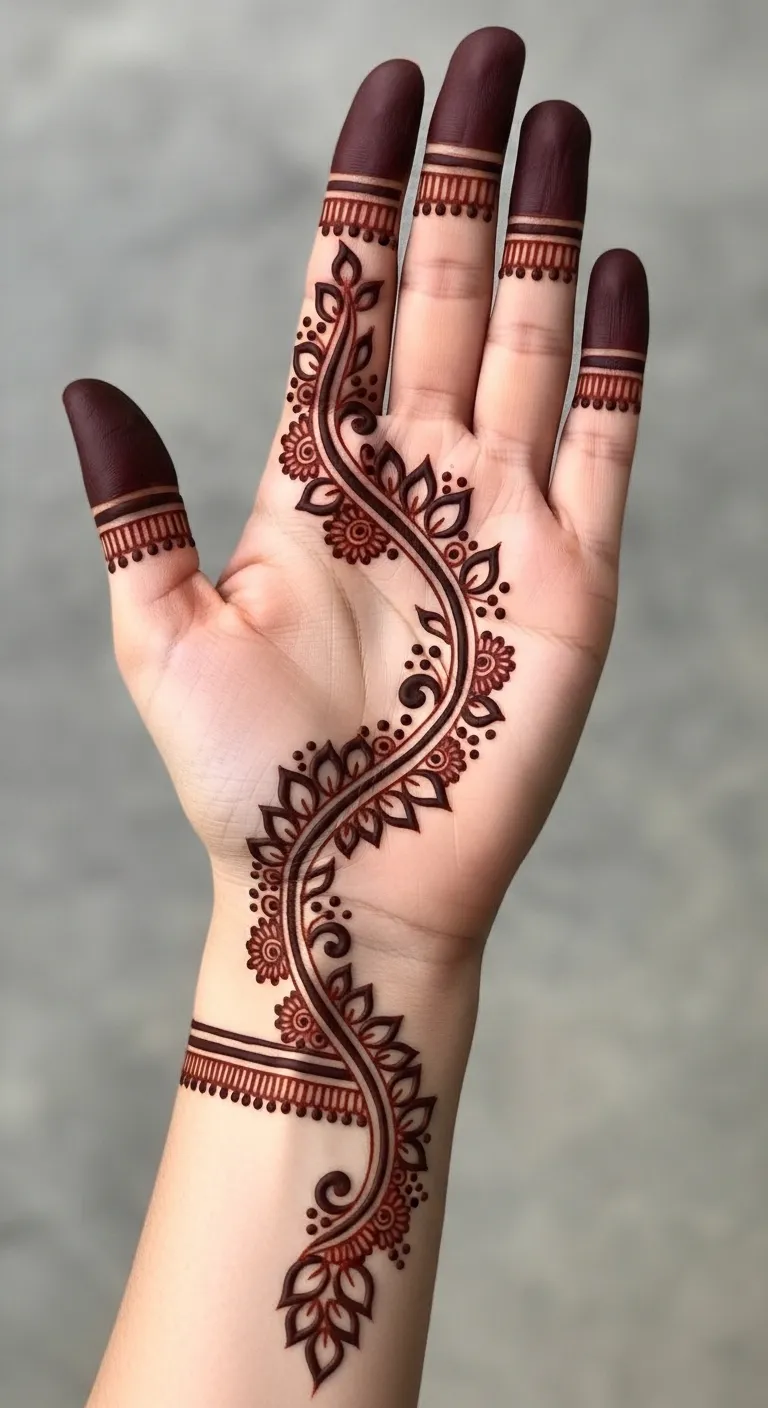 Arabic bail mehndi from wrist to fingertip