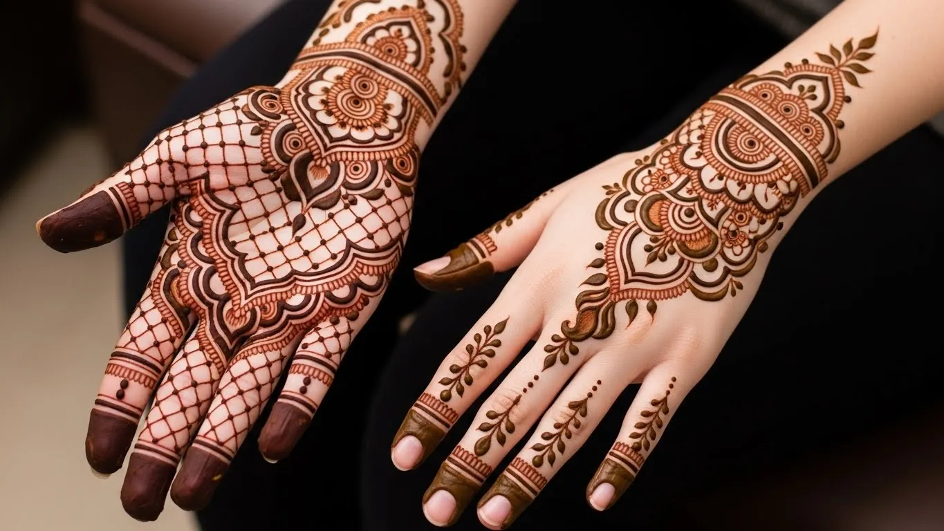 front and back mehendi design