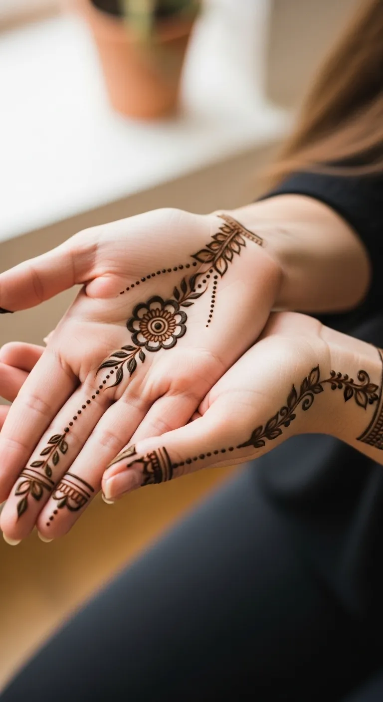 Kids Arabic flower mehndi for front hand