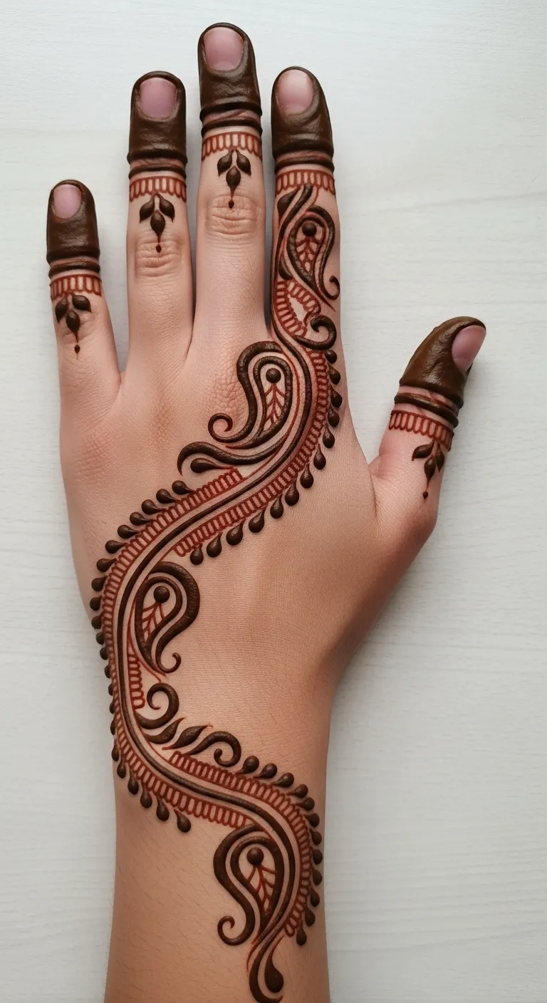 Arabic bail mehndi with paisley endings