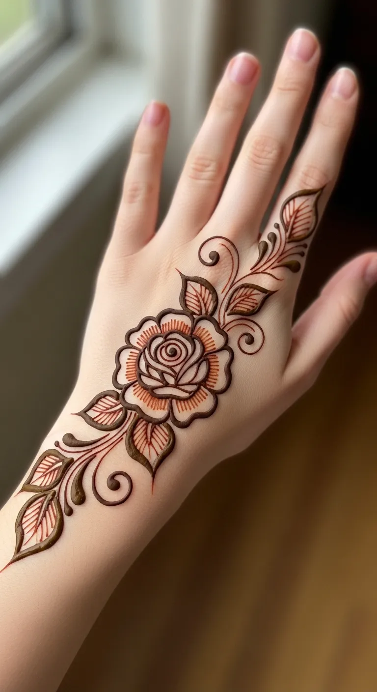 Arabic rose mehndi for Eid celebration