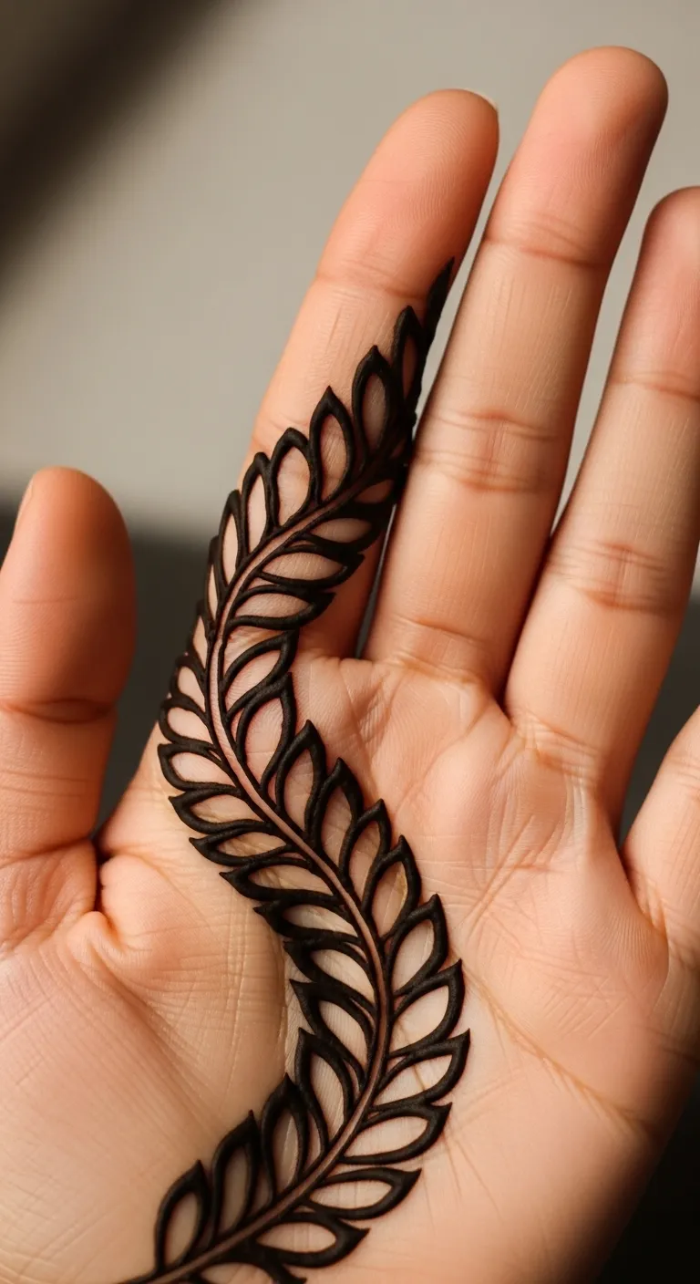 Bold Arabic leaf finger mehndi design