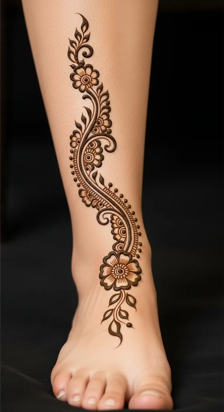 Arabic flower mehndi for big toe