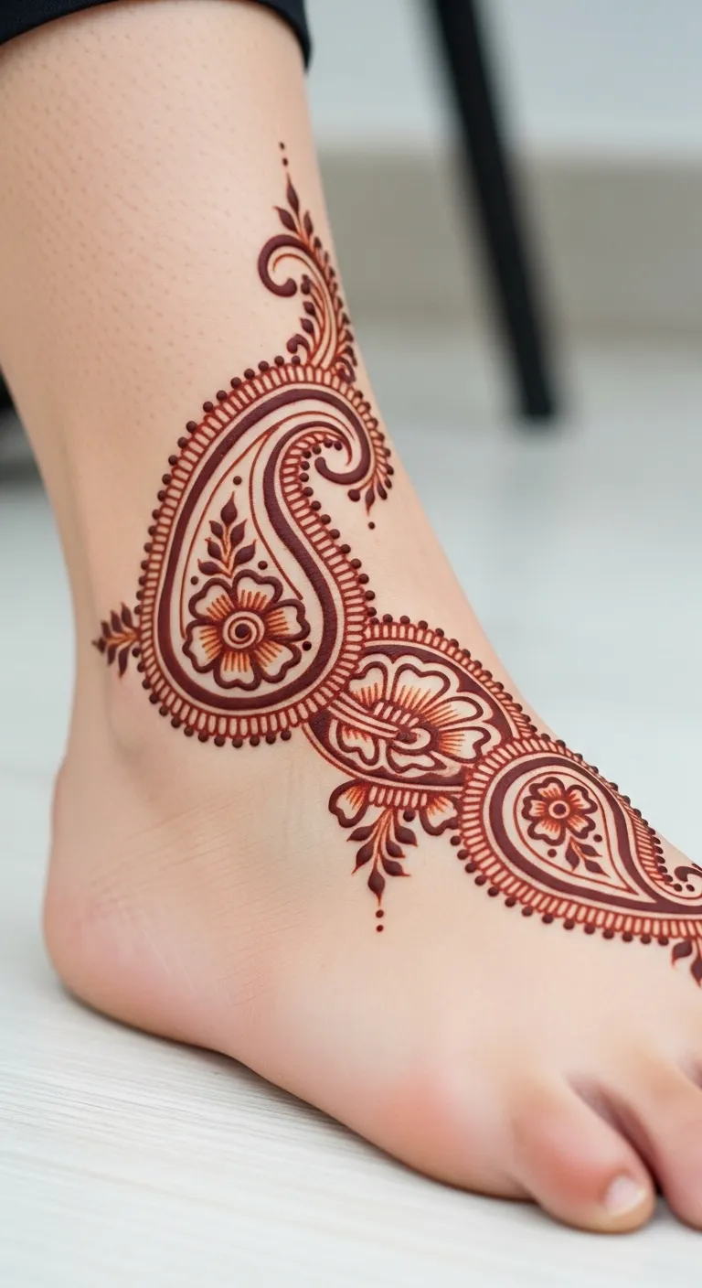 Arabic traditional paisley festival leg mehndi