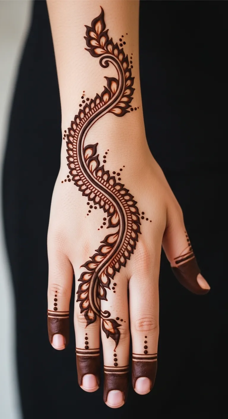 Single vine Arabic bail on back hand