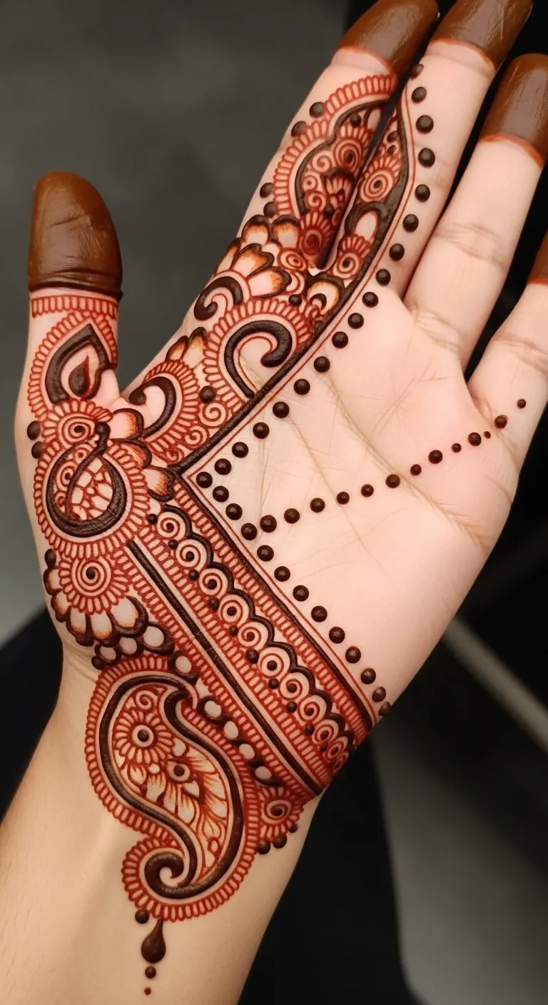 Back hand Arabic Pakistani trailing flower mehndi