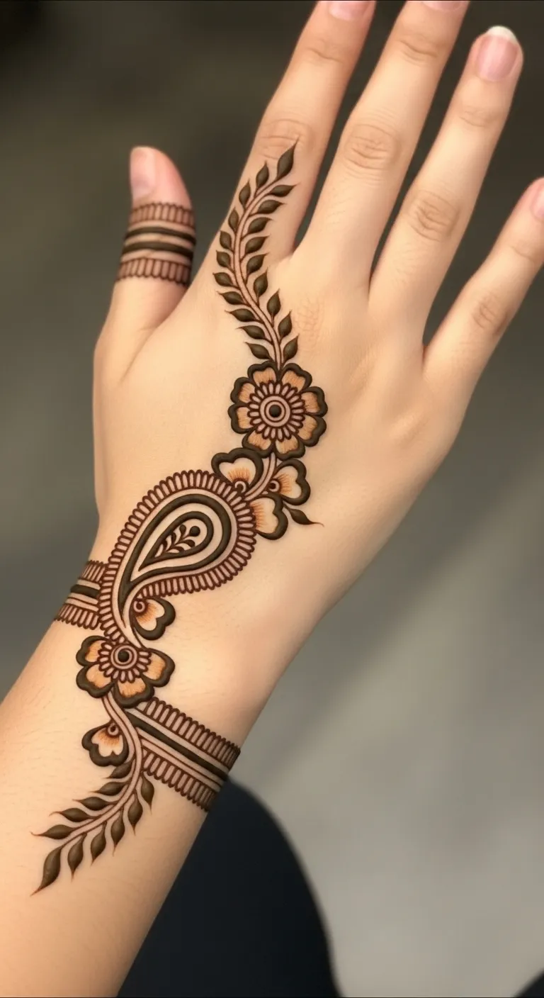 Classic bail Arabic mehndi back hand