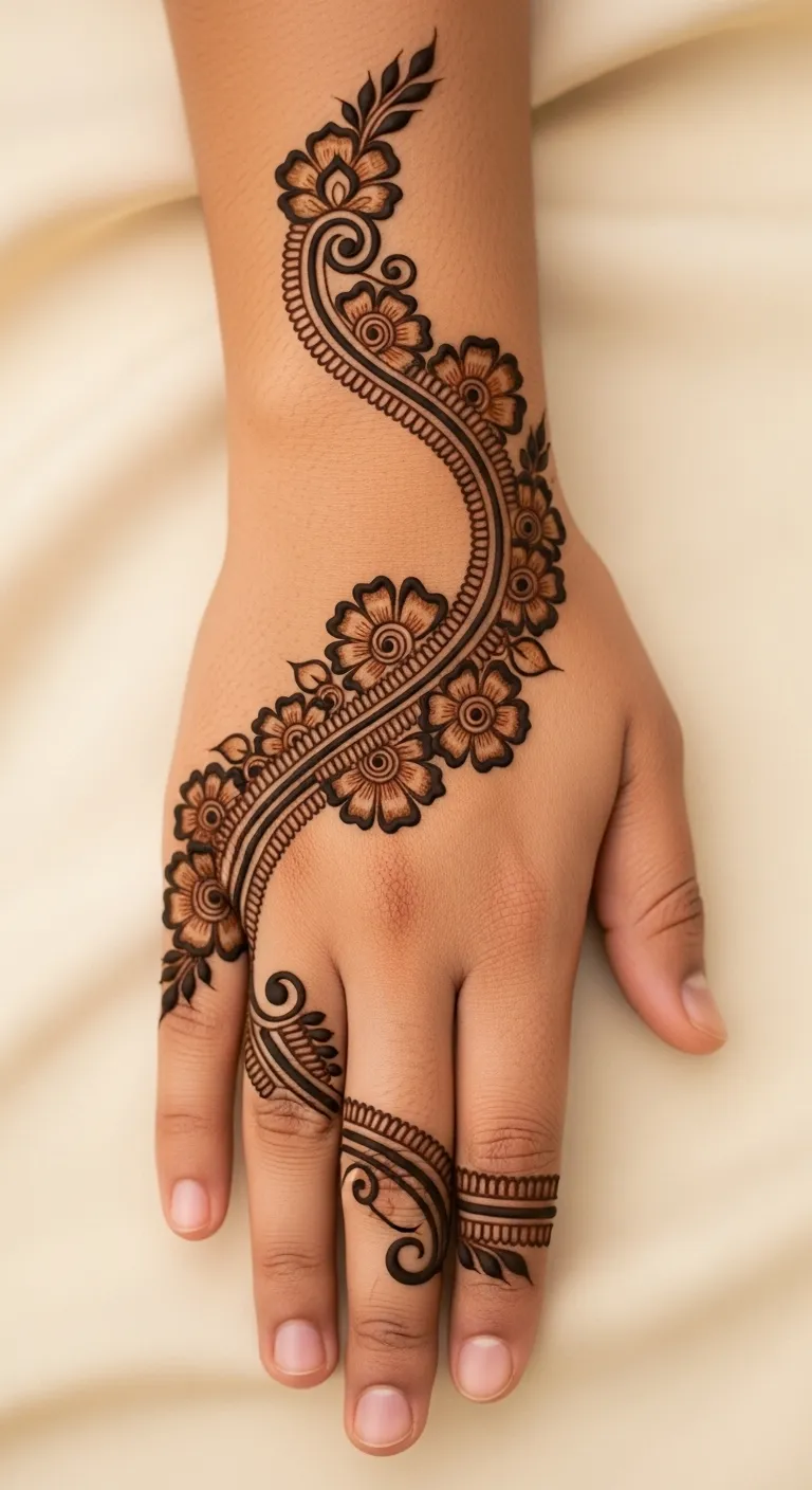 Double bail floral Eid mehndi design