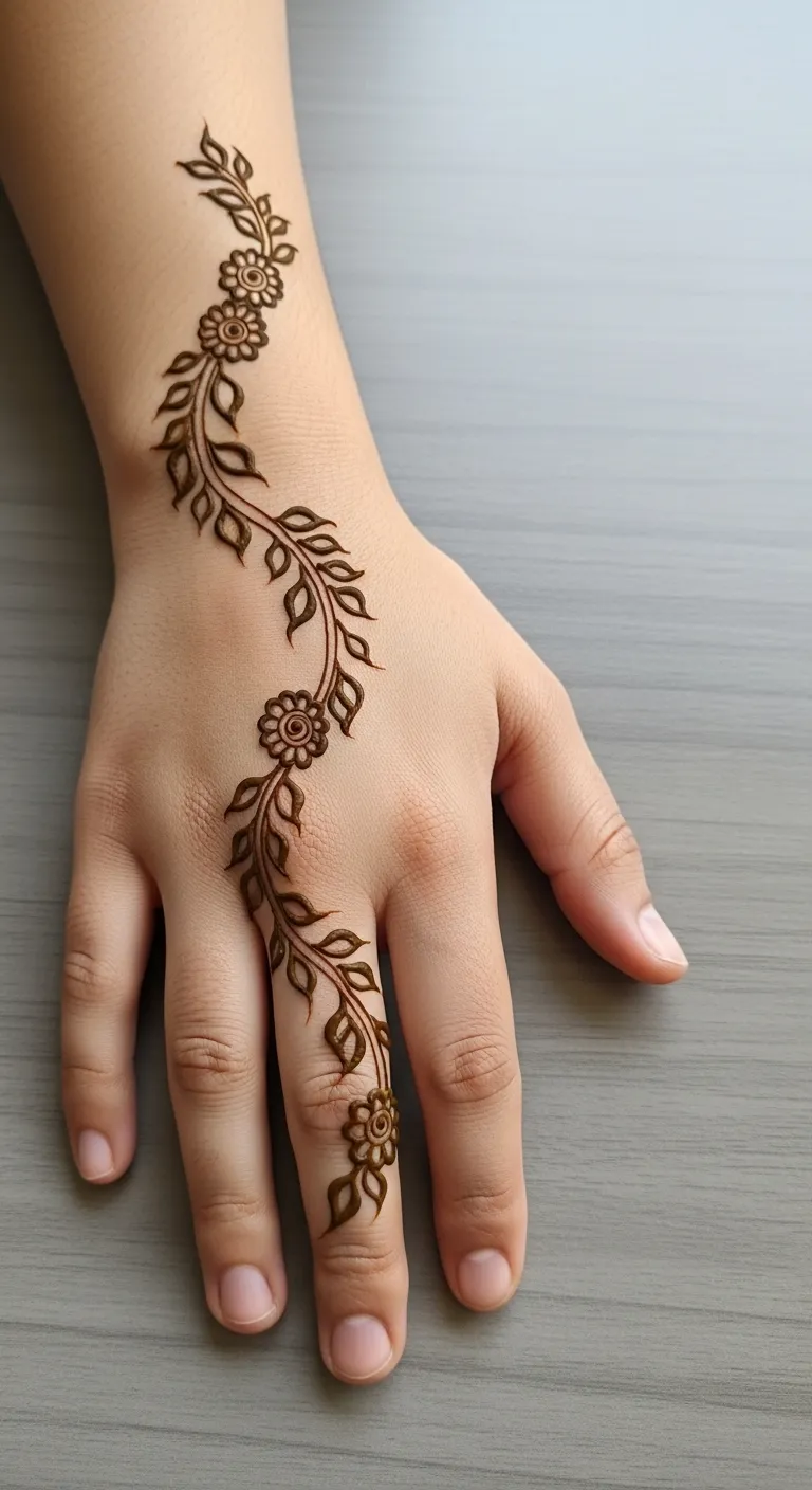Bail mehndi design wrapping around index finger