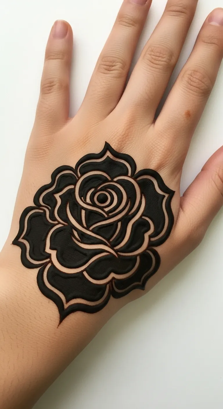 Bold outlined Arabic rose mehndi design