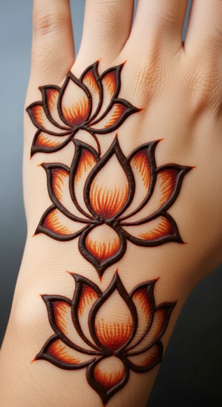 Shaded lotus mehndi with dark fading edges
