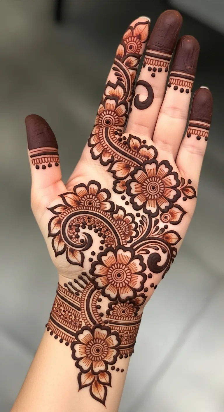 Bridal Arabic bail mehndi with heavy shading