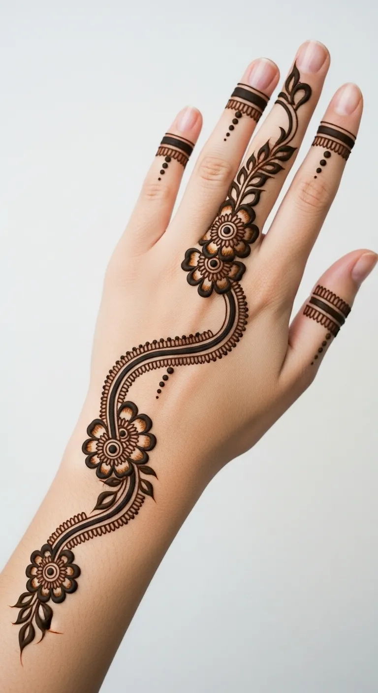 Bridal Arabic bail trail mehndi design