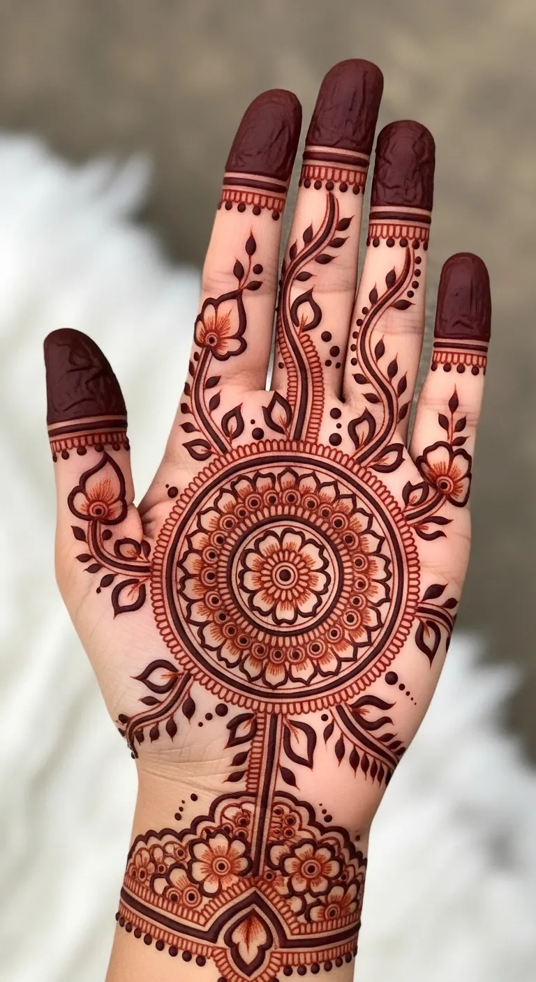 Bridal Arabic circle floral arms henna pattern