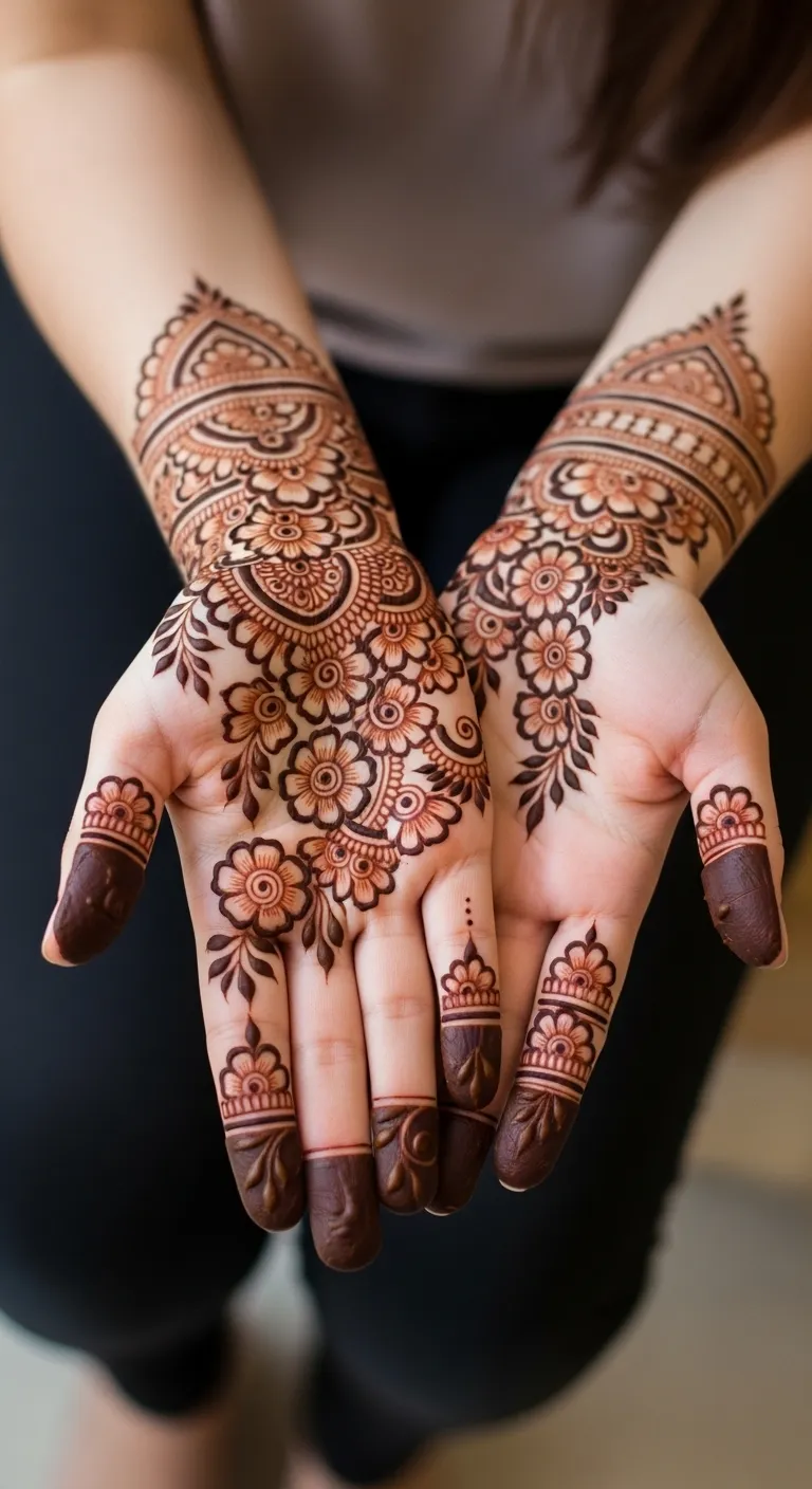 Bridal Arabic half hand palm finger mehndi