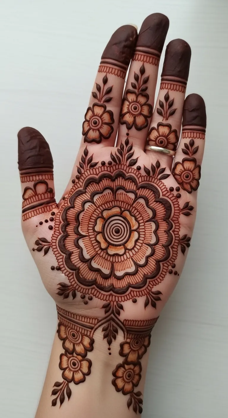 Bridal Arabic rose mandala mehndi design
