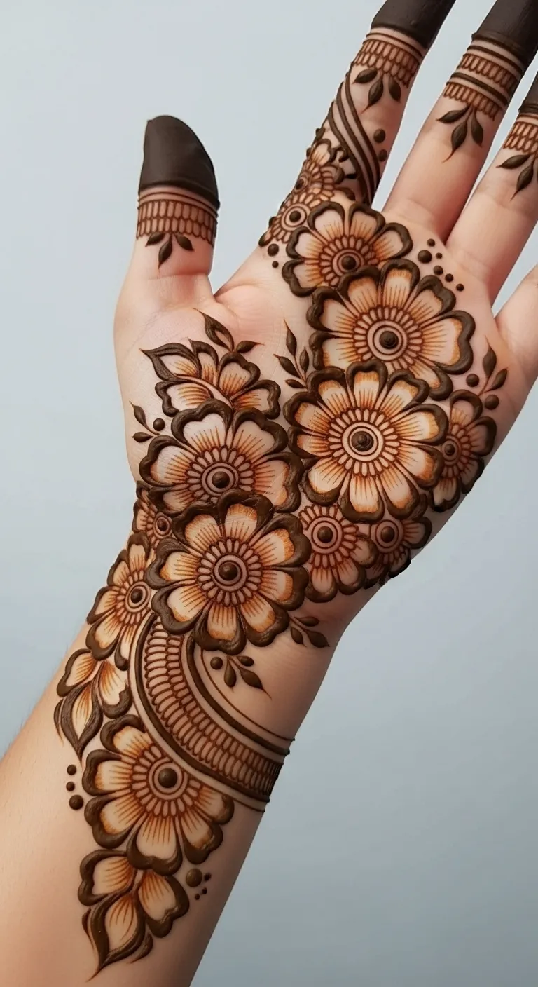Bridal Arabic shaded full hand mehndi design