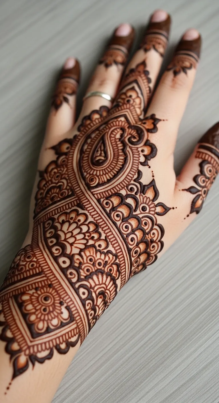 Bridal traditional Arabic design back hand