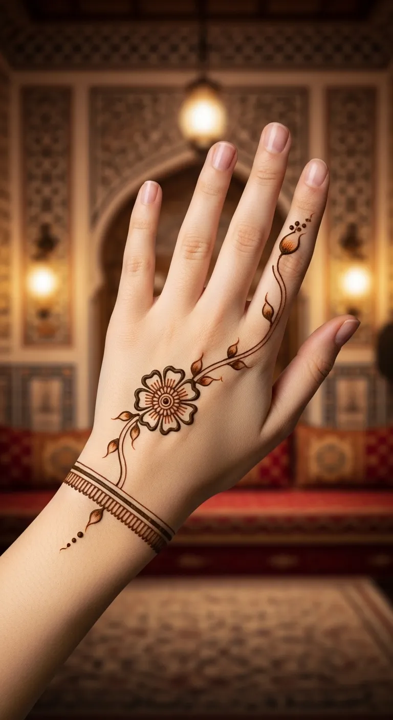 Casual Arabic single flower side mehndi