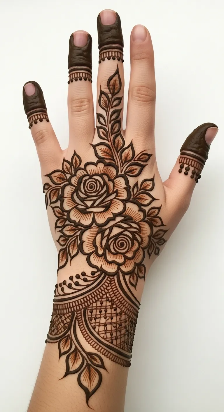 Double rose Arabic mehndi design