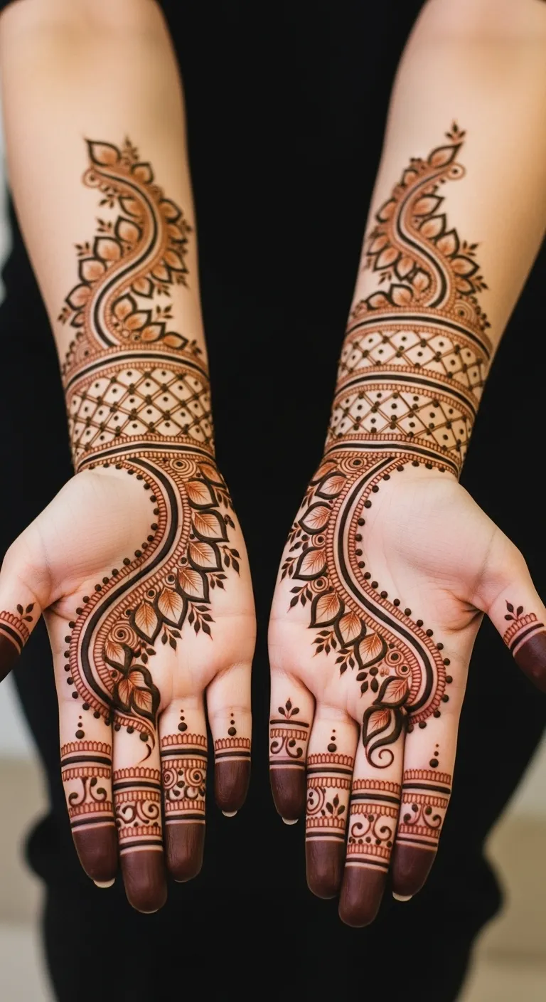 Double shaded bail Arabic mehndi design