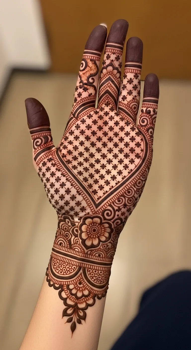Dubai bridal jaal pattern mehndi design