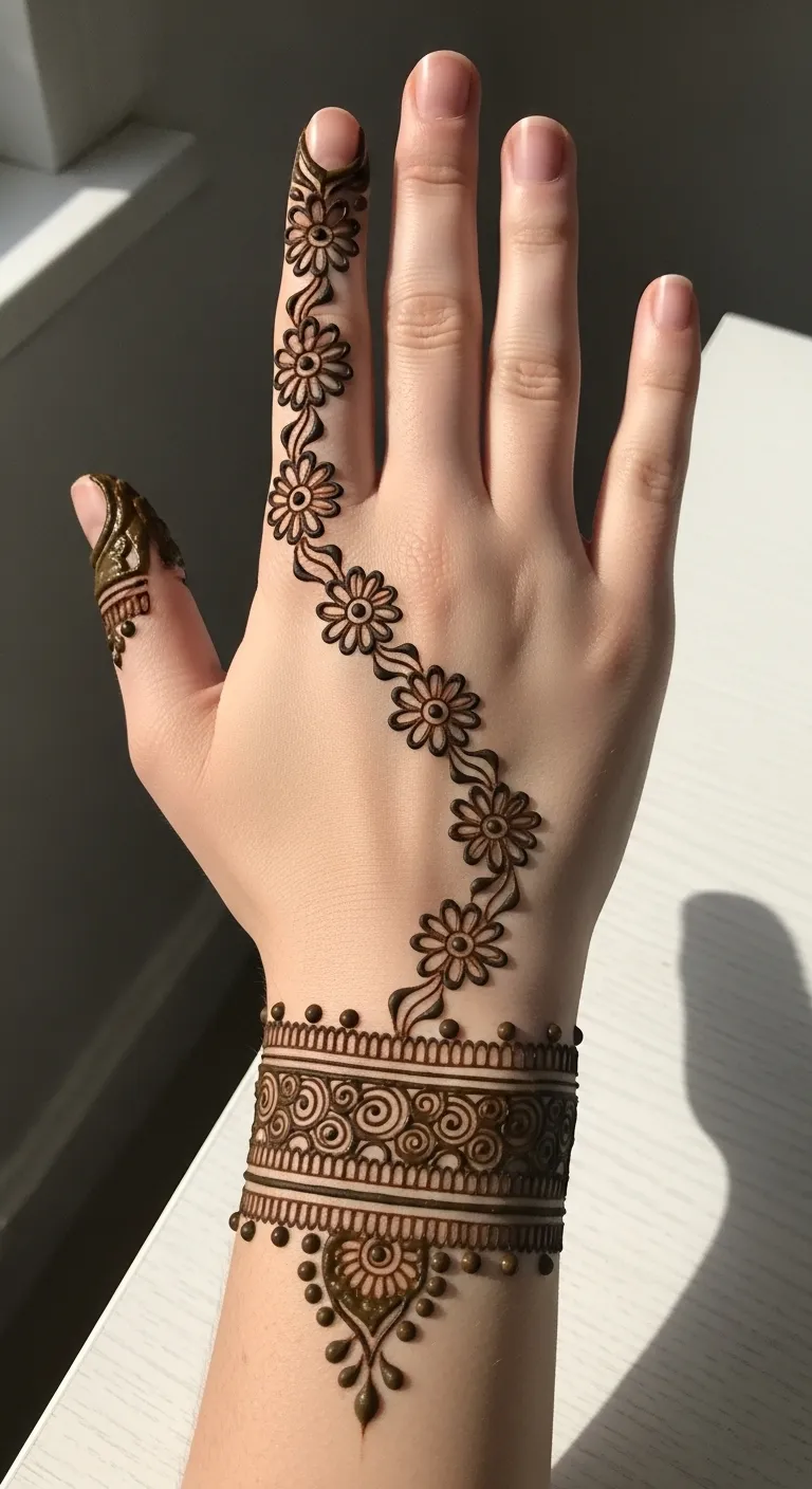Dubai daisy chain flower mehndi design
