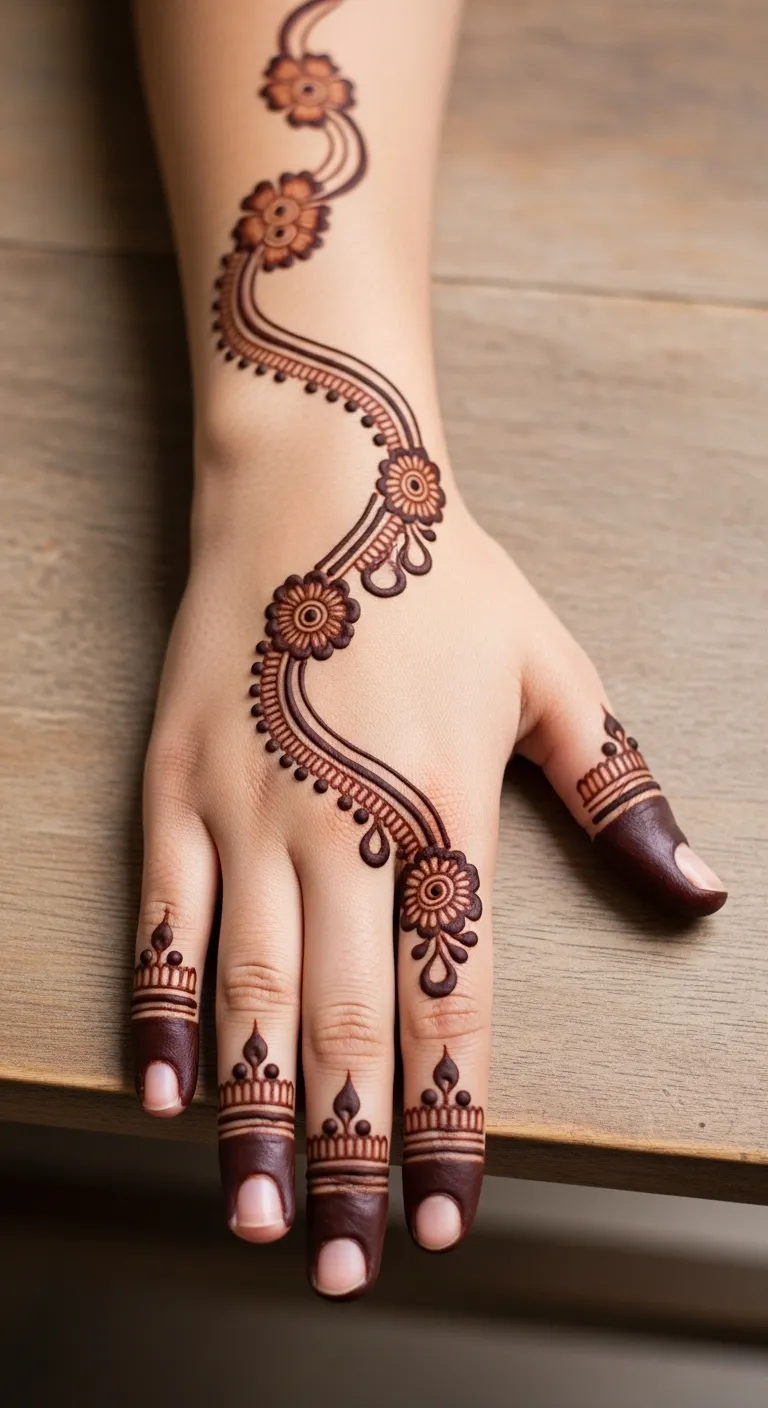 Dubai party single-stroke mehndi design