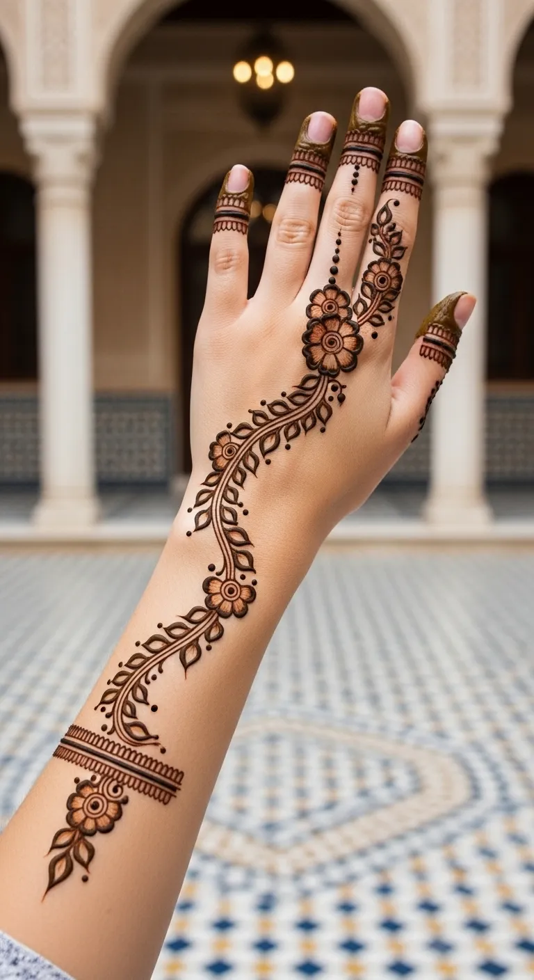 Easy Arabic full bail mehndi design