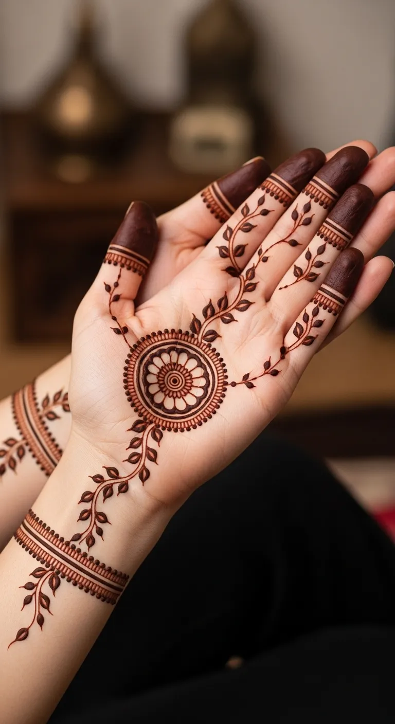Easy Arabic mandala circle mehndi