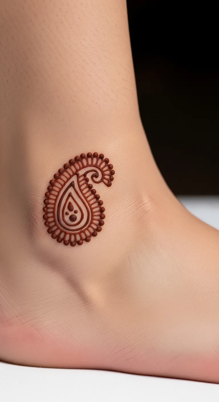 Simple Arabic paisley ankle mehndi