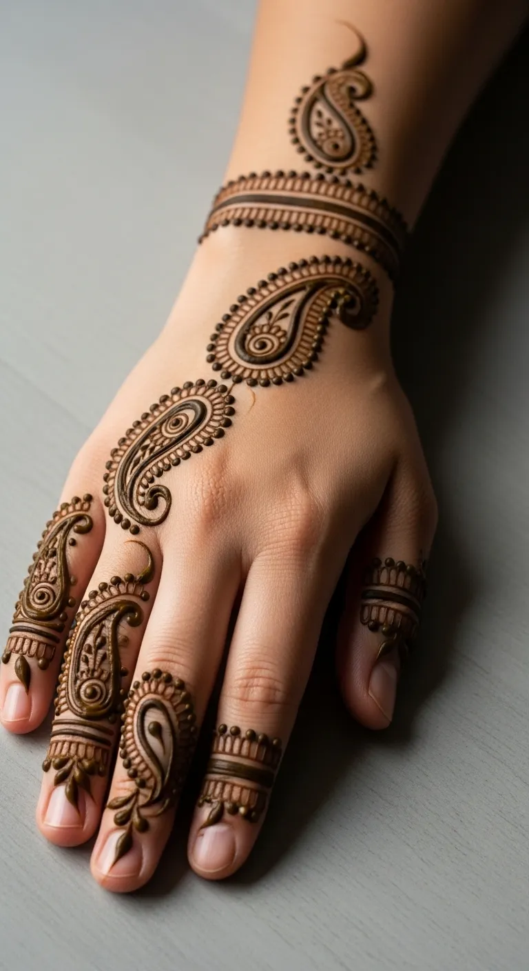 Easy Arabic paisley design back hand