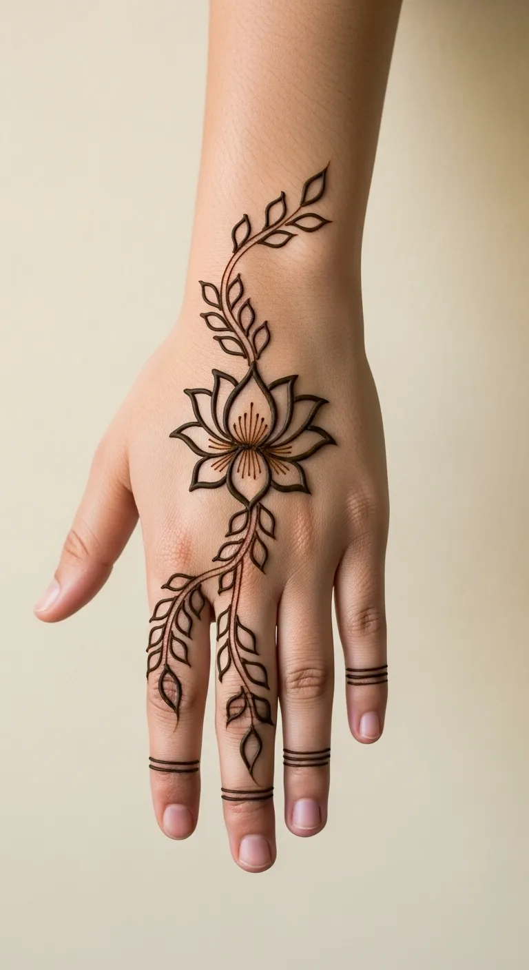 Easy back hand flower mehndi design