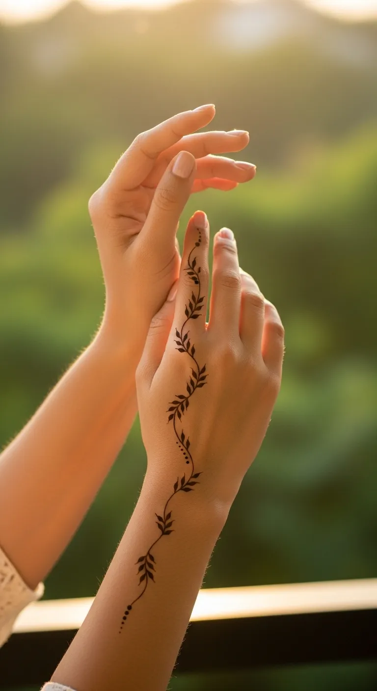 Easy casual Arabic finger vine mehndi