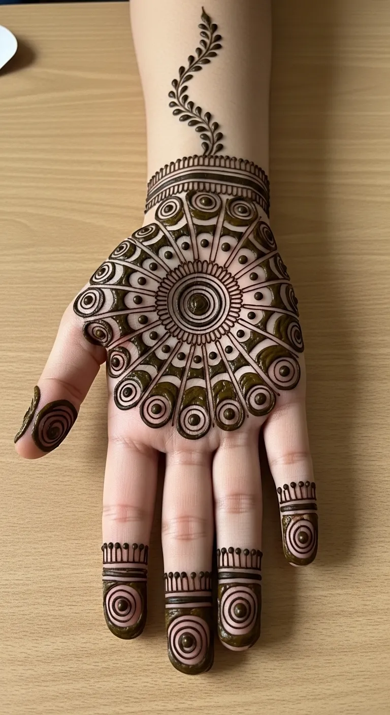 Simple concentric circle mehndi design