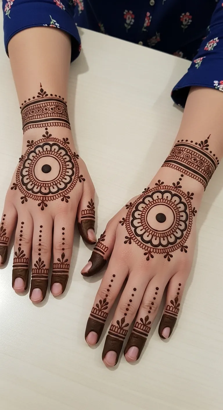 Easy gol tikki circle mehndi design