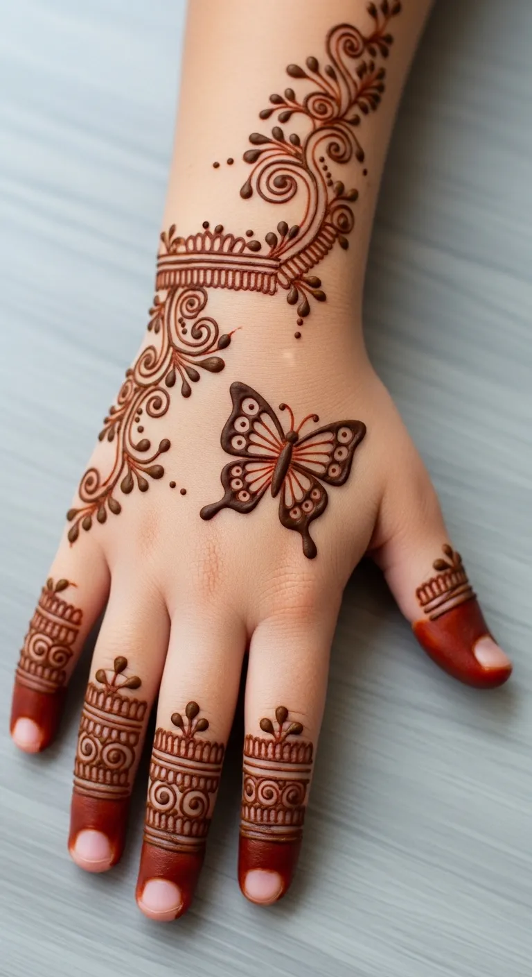 Easy butterfly mehndi design for kids