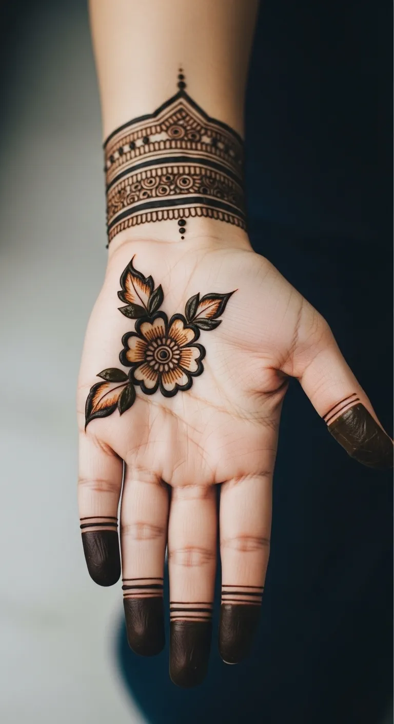 Simple flower mehndi design for kids