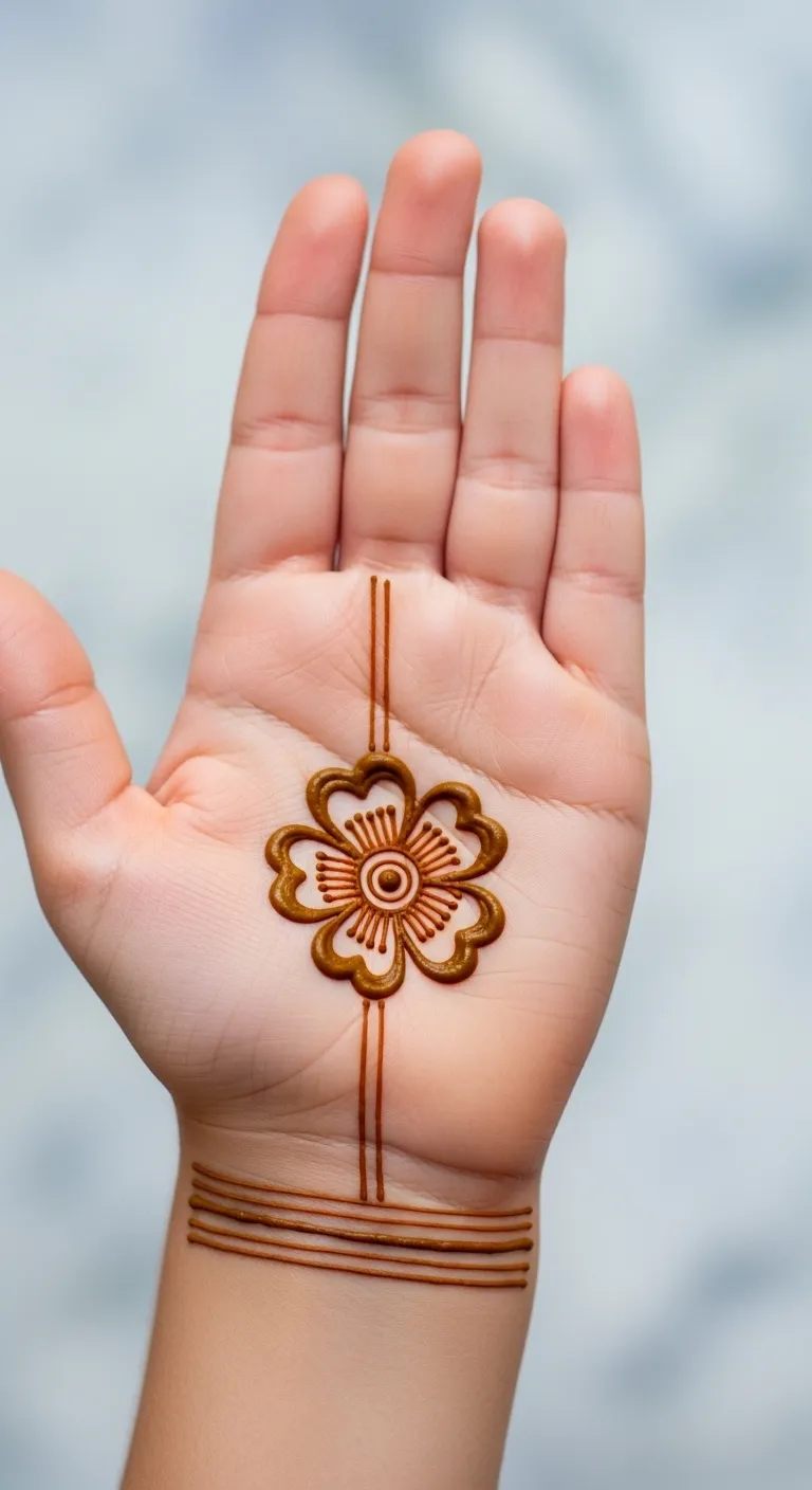 Easy single flower mehandi design for kids