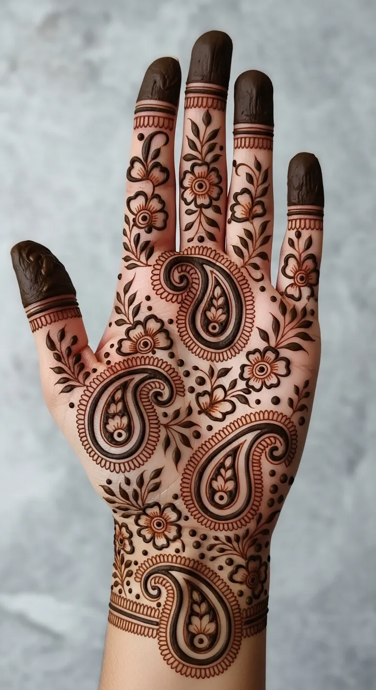 Simple shaded paisley mehndi design