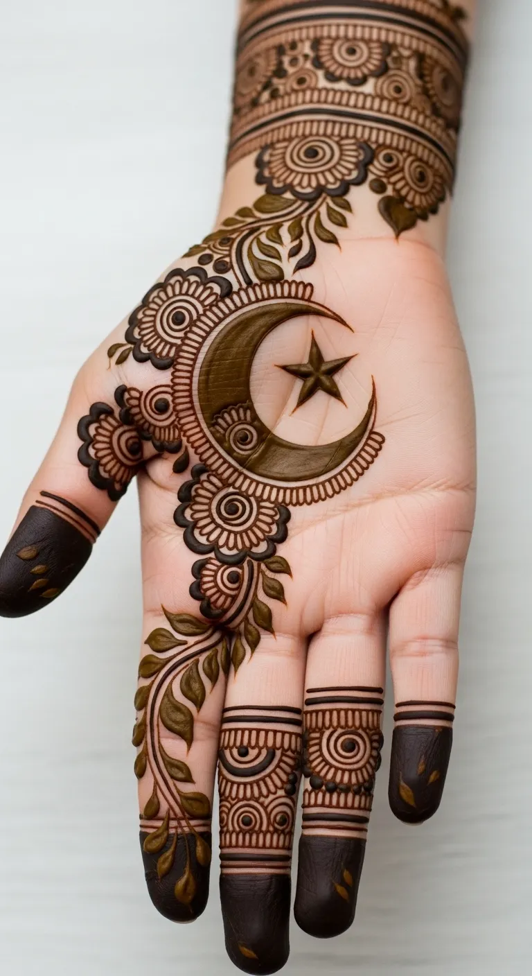 Eid Arabic Pakistani crescent moon mehndi