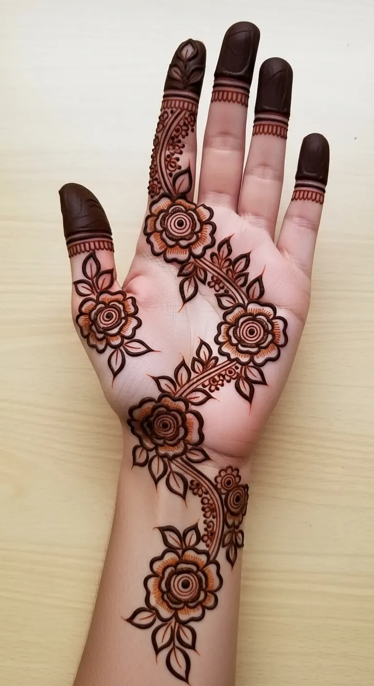 Floral bail mehndi design with large roses