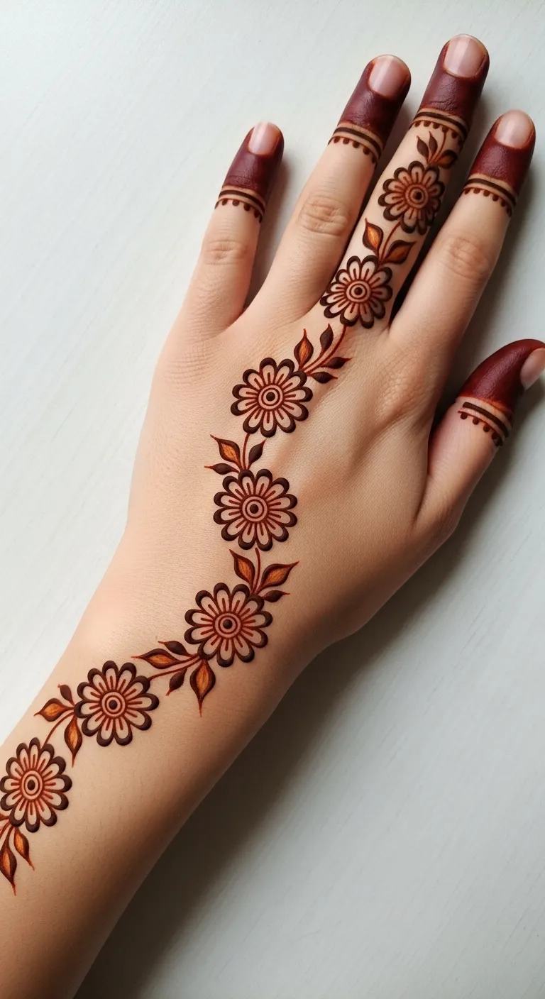 Daisy chain floral mehndi for Eid