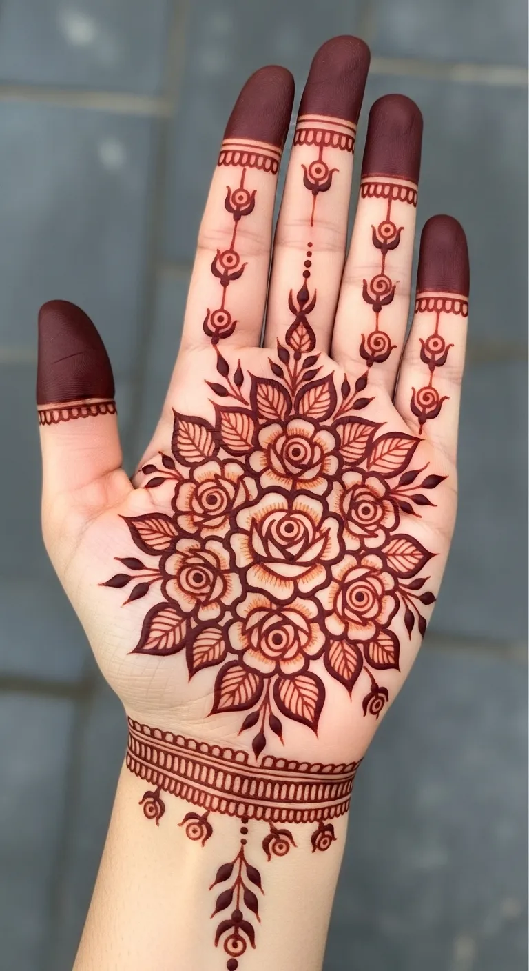 Rose cluster floral Eid mehndi design