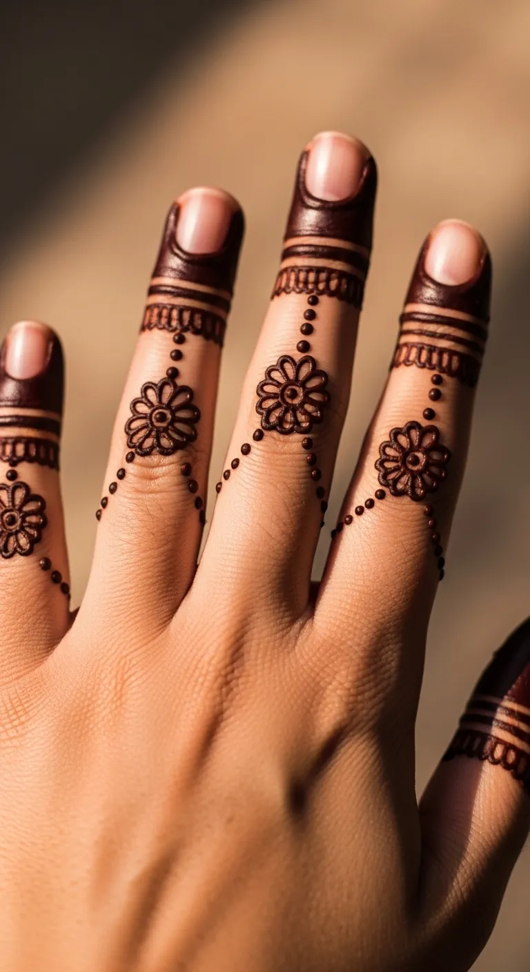 Daisy chain floral finger mehndi