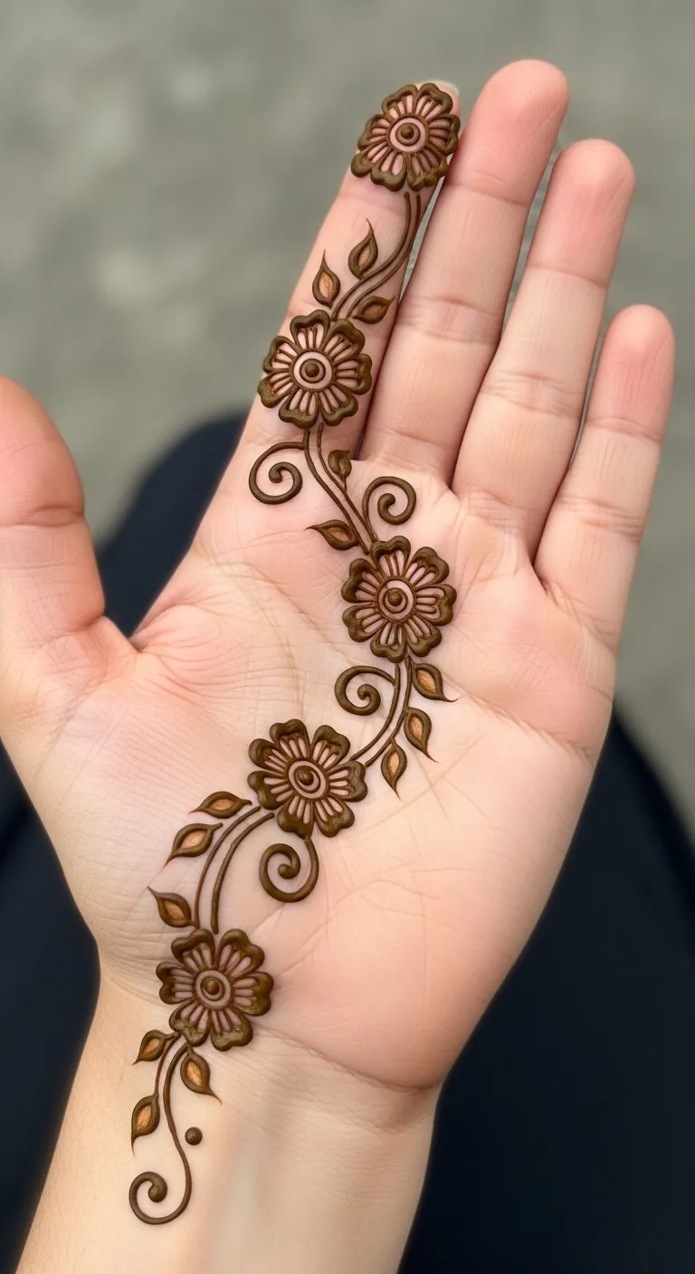 Flower trail half hand Arabic mehndi