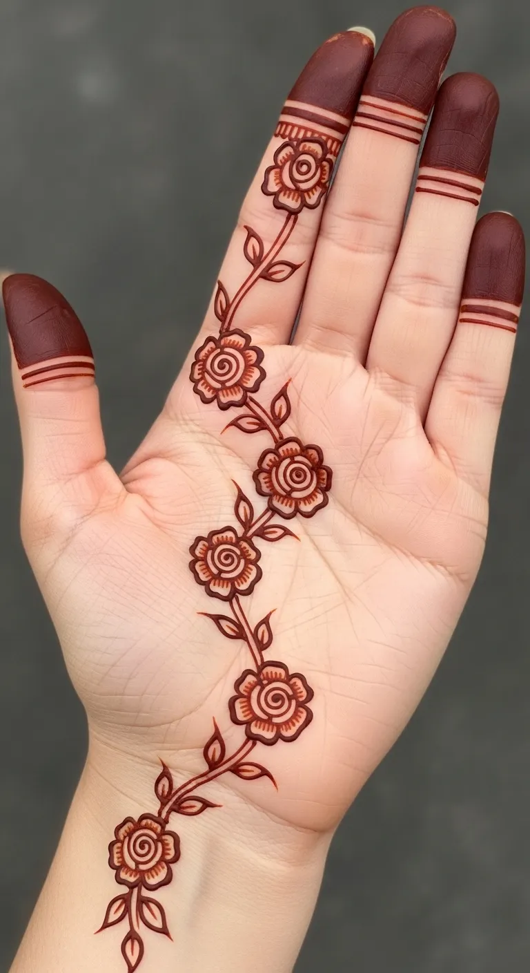 Climbing Arabic roses front hand mehndi