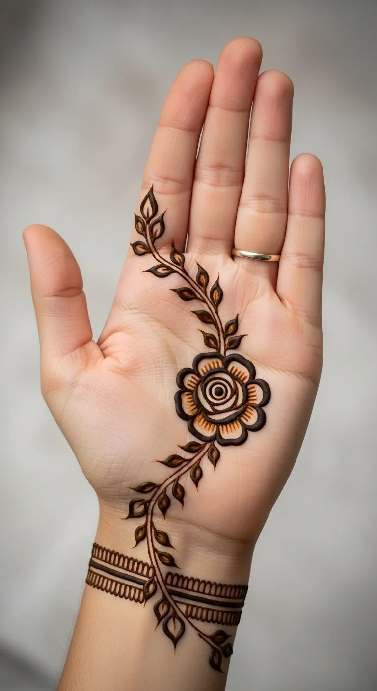 Arabic palm rose front hand mehndi